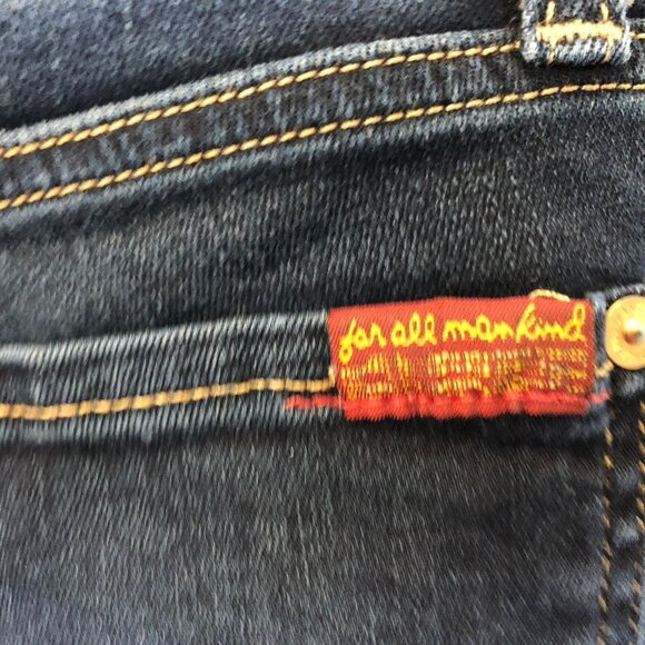 7 For All Mankind Women's Jeans Size 25 Skinny Fit Dark Wash Stretch Cotton Blen - Picture 11 of 13